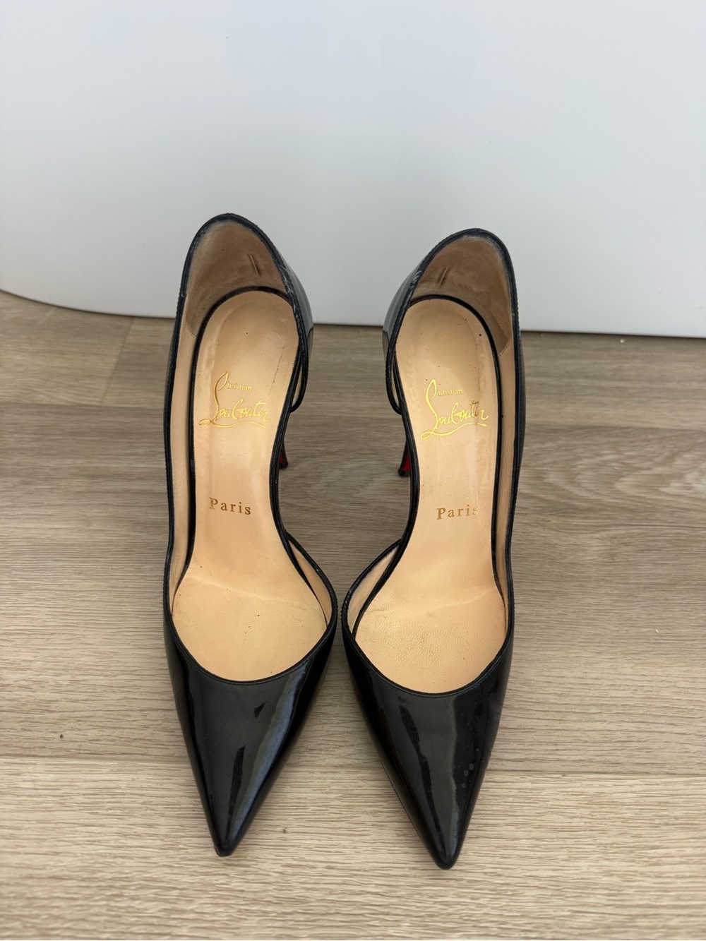 Christian Louboutin Black Patent Leather Pointed-Toe Pumps